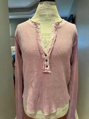 Light Pink Waffle Knit Henley Top